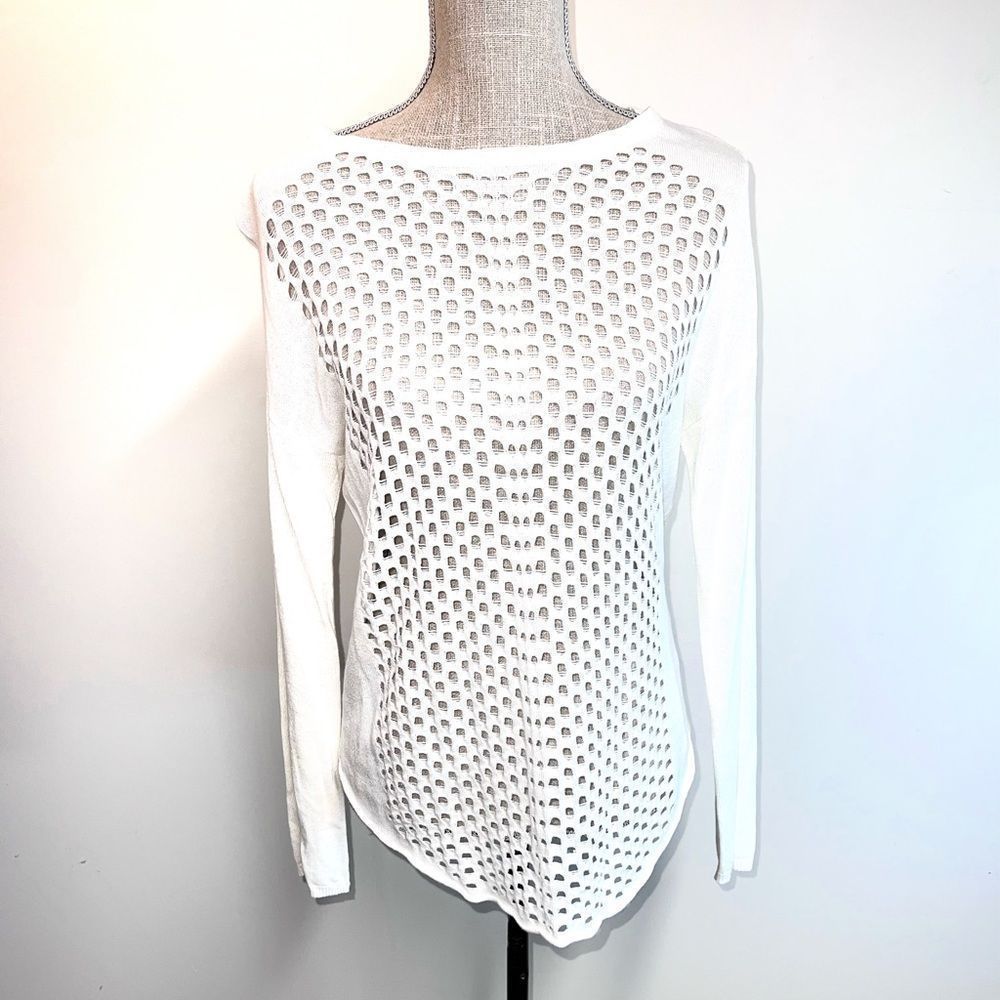 NWOT Two by Vince Camuto Hole Knit Linen Blend Sweater Sz S